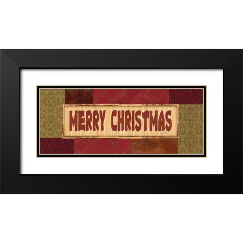 Merry Christmas Black Modern Wood Framed Art Print with Double Matting by Moulton, Jo