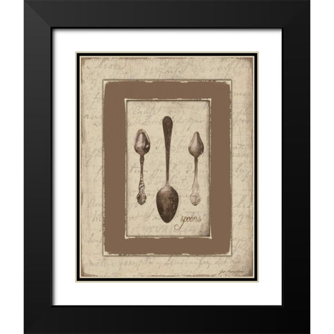 Spoons Black Modern Wood Framed Art Print with Double Matting by Moulton, Jo