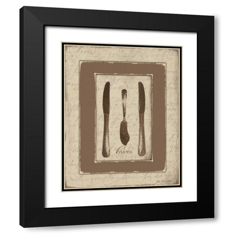 Knives Black Modern Wood Framed Art Print with Double Matting by Moulton, Jo