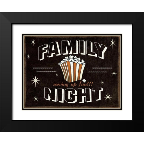 Familly Night Black Modern Wood Framed Art Print with Double Matting by Moulton, Jo