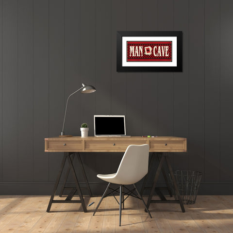 Man Cave - Red Black Modern Wood Framed Art Print with Double Matting by Moulton, Jo