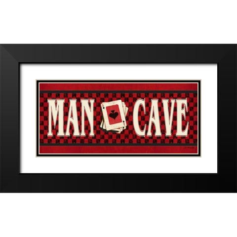 Man Cave - Red Black Modern Wood Framed Art Print with Double Matting by Moulton, Jo
