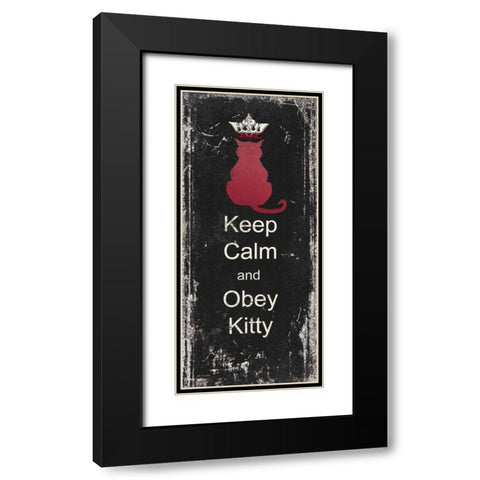 Obey Kitty Black Modern Wood Framed Art Print with Double Matting by Moulton, Jo
