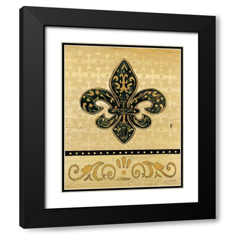 Golden Fleur De Lis Black Modern Wood Framed Art Print with Double Matting by Moulton, Jo