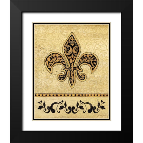 Fleur De Lis I Black Modern Wood Framed Art Print with Double Matting by Moulton, Jo