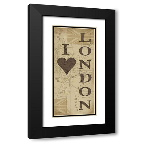 I Love London Black Modern Wood Framed Art Print with Double Matting by Moulton, Jo