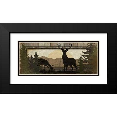 Deer Black Modern Wood Framed Art Print with Double Matting by Pugh, Jennifer