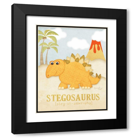 Stegosaurus Black Modern Wood Framed Art Print with Double Matting by Pugh, Jennifer