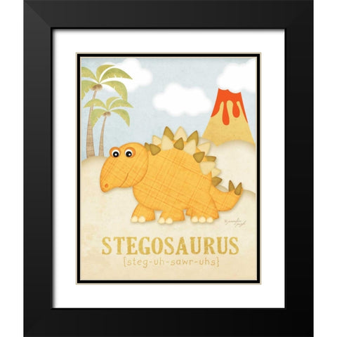 Stegosaurus Black Modern Wood Framed Art Print with Double Matting by Pugh, Jennifer