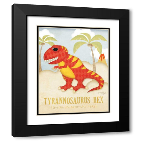 Tyrannosaurus Rex Black Modern Wood Framed Art Print with Double Matting by Pugh, Jennifer