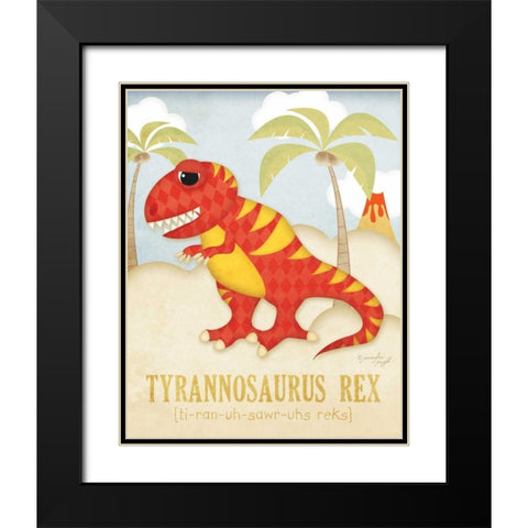 Tyrannosaurus Rex Black Modern Wood Framed Art Print with Double Matting by Pugh, Jennifer