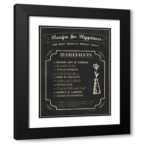 Recipe for Happiness Black Modern Wood Framed Art Print with Double Matting by Pugh, Jennifer