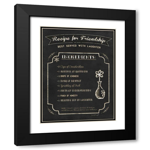 Recipe for Friendship Black Modern Wood Framed Art Print with Double Matting by Pugh, Jennifer