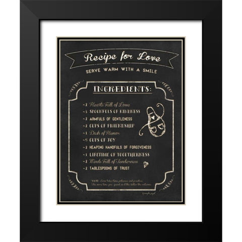 Recipe for Love Black Modern Wood Framed Art Print with Double Matting by Pugh, Jennifer