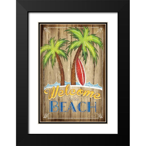 Welcome to the Beach Black Modern Wood Framed Art Print with Double Matting by Pugh, Jennifer