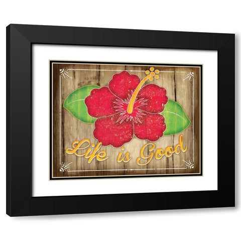 Hibiscus Black Modern Wood Framed Art Print with Double Matting by Pugh, Jennifer