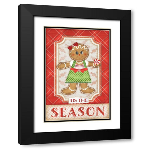 Gingerbread Girl Black Modern Wood Framed Art Print with Double Matting by Pugh, Jennifer