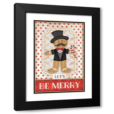 Gingerbread Man Black Modern Wood Framed Art Print with Double Matting by Pugh, Jennifer