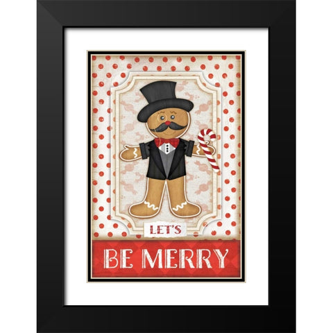 Gingerbread Man Black Modern Wood Framed Art Print with Double Matting by Pugh, Jennifer