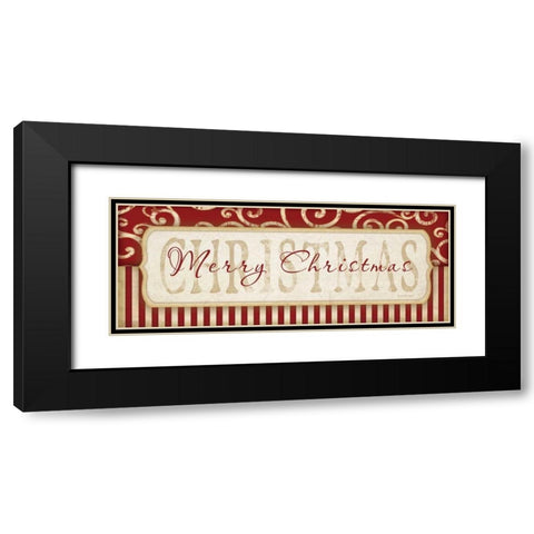 Merry Christmas Black Modern Wood Framed Art Print with Double Matting by Pugh, Jennifer