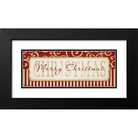 Merry Christmas Black Modern Wood Framed Art Print with Double Matting by Pugh, Jennifer