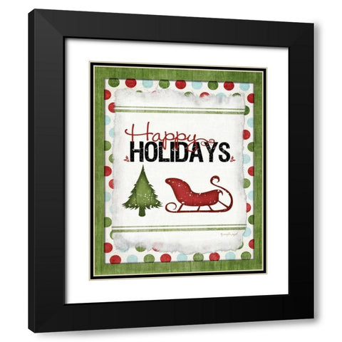 Happy Holidays Black Modern Wood Framed Art Print with Double Matting by Pugh, Jennifer