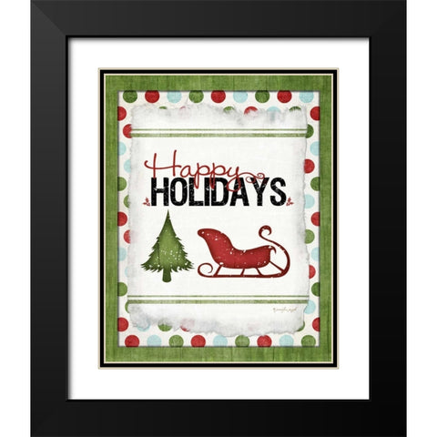 Happy Holidays Black Modern Wood Framed Art Print with Double Matting by Pugh, Jennifer