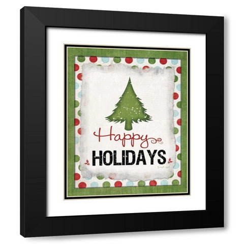 Happy Holidays Black Modern Wood Framed Art Print with Double Matting by Pugh, Jennifer