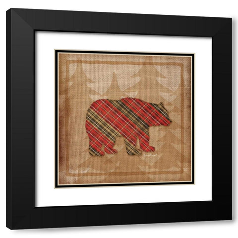 Bear Plaid Black Modern Wood Framed Art Print with Double Matting by Pugh, Jennifer