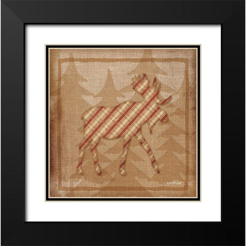 Moose Plaid Black Modern Wood Framed Art Print with Double Matting by Pugh, Jennifer