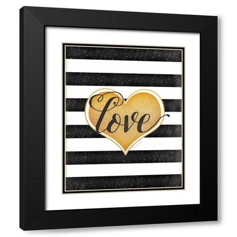 Heart Love Black Modern Wood Framed Art Print with Double Matting by Pugh, Jennifer