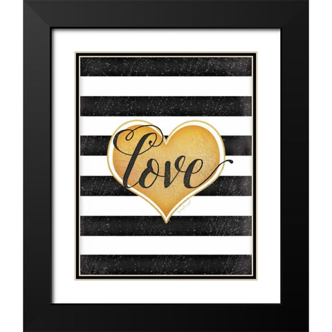 Heart Love Black Modern Wood Framed Art Print with Double Matting by Pugh, Jennifer