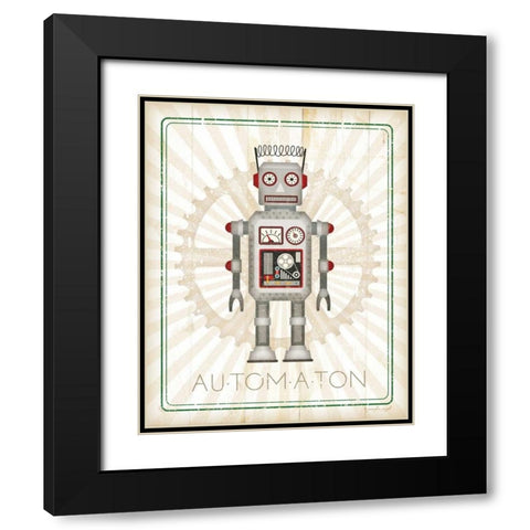 Retro Robot II Black Modern Wood Framed Art Print with Double Matting by Pugh, Jennifer