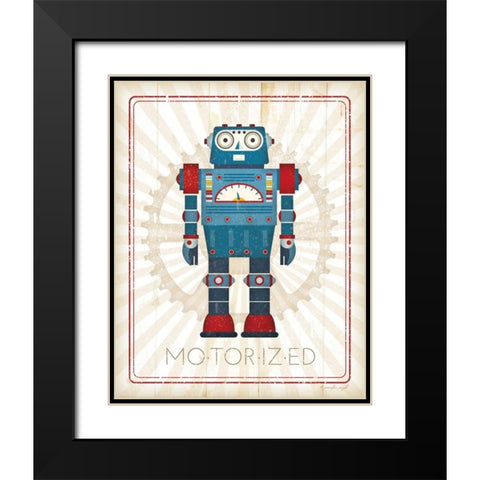 Retro Robot IV Black Modern Wood Framed Art Print with Double Matting by Pugh, Jennifer