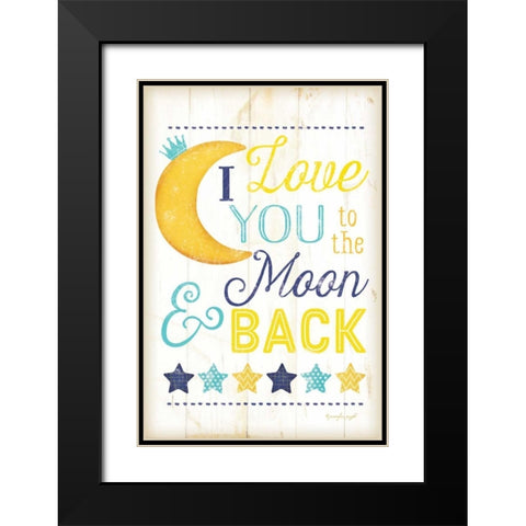 I Love You to the Moon Black Modern Wood Framed Art Print with Double Matting by Pugh, Jennifer