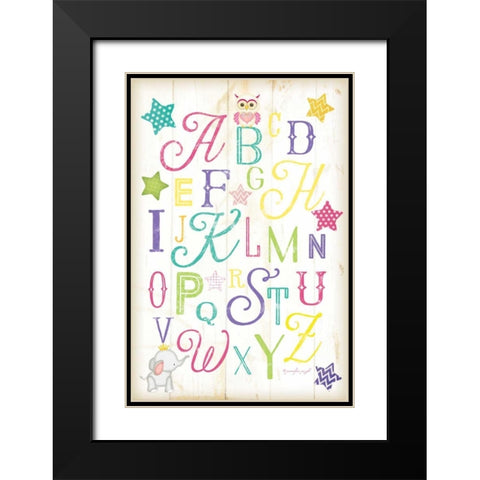 ABC Girl Black Modern Wood Framed Art Print with Double Matting by Pugh, Jennifer