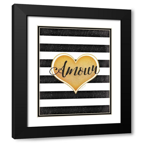Amour Black Modern Wood Framed Art Print with Double Matting by Pugh, Jennifer