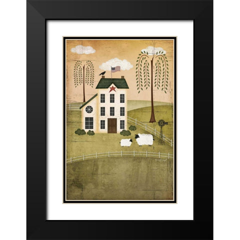 Primitive House Black Modern Wood Framed Art Print with Double Matting by Pugh, Jennifer