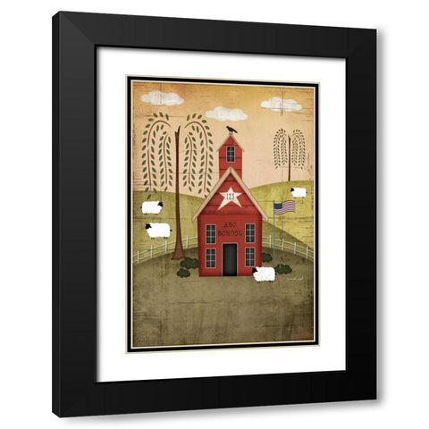 Primitive School Black Modern Wood Framed Art Print with Double Matting by Pugh, Jennifer