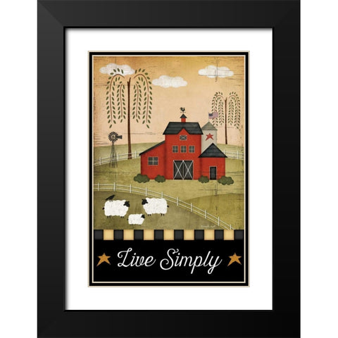 Primitive Live Simply Black Modern Wood Framed Art Print with Double Matting by Pugh, Jennifer