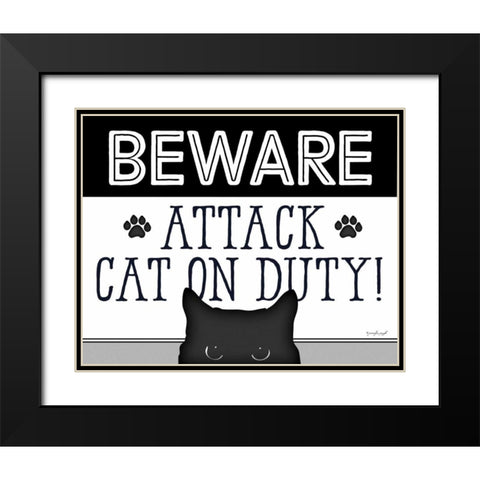 BEWARE Black Modern Wood Framed Art Print with Double Matting by Pugh, Jennifer