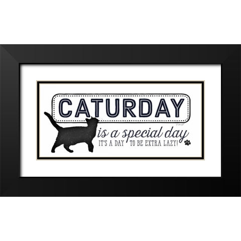 Caturday Black Modern Wood Framed Art Print with Double Matting by Pugh, Jennifer