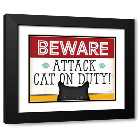 BEWARE - Color Black Modern Wood Framed Art Print with Double Matting by Pugh, Jennifer