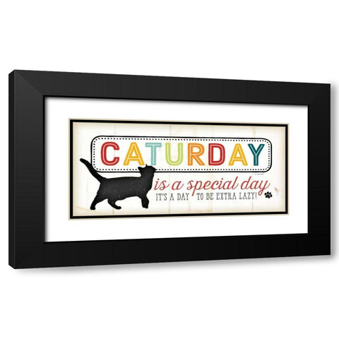 Caturday - Color Black Modern Wood Framed Art Print with Double Matting by Pugh, Jennifer