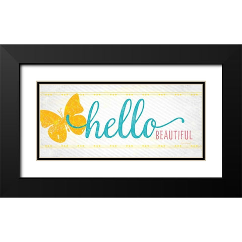 Hello Black Modern Wood Framed Art Print with Double Matting by Pugh, Jennifer