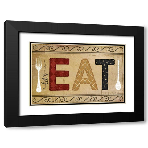 EAT Black Modern Wood Framed Art Print with Double Matting by Pugh, Jennifer