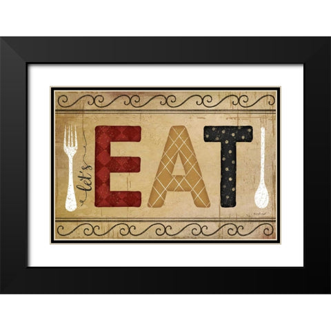 EAT Black Modern Wood Framed Art Print with Double Matting by Pugh, Jennifer