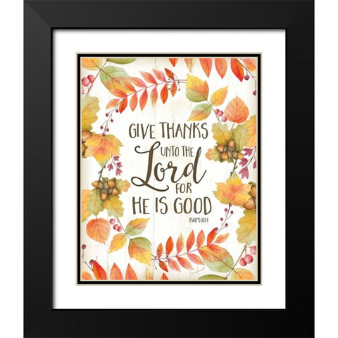 Give Thanks Unto the Lord Black Modern Wood Framed Art Print with Double Matting by Pugh, Jennifer