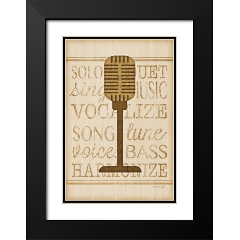 Music Microphone Black Modern Wood Framed Art Print with Double Matting by Pugh, Jennifer