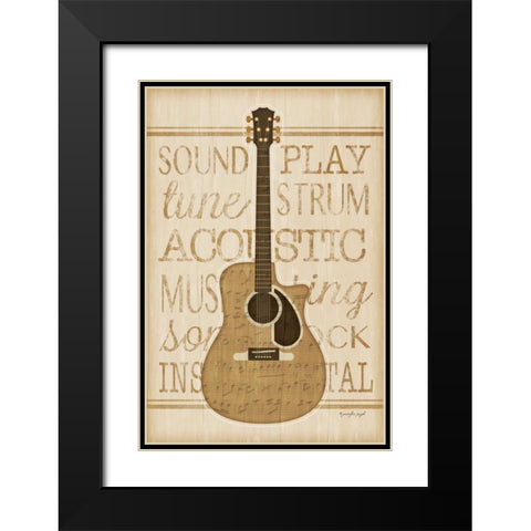 Music Guitar Black Modern Wood Framed Art Print with Double Matting by Pugh, Jennifer